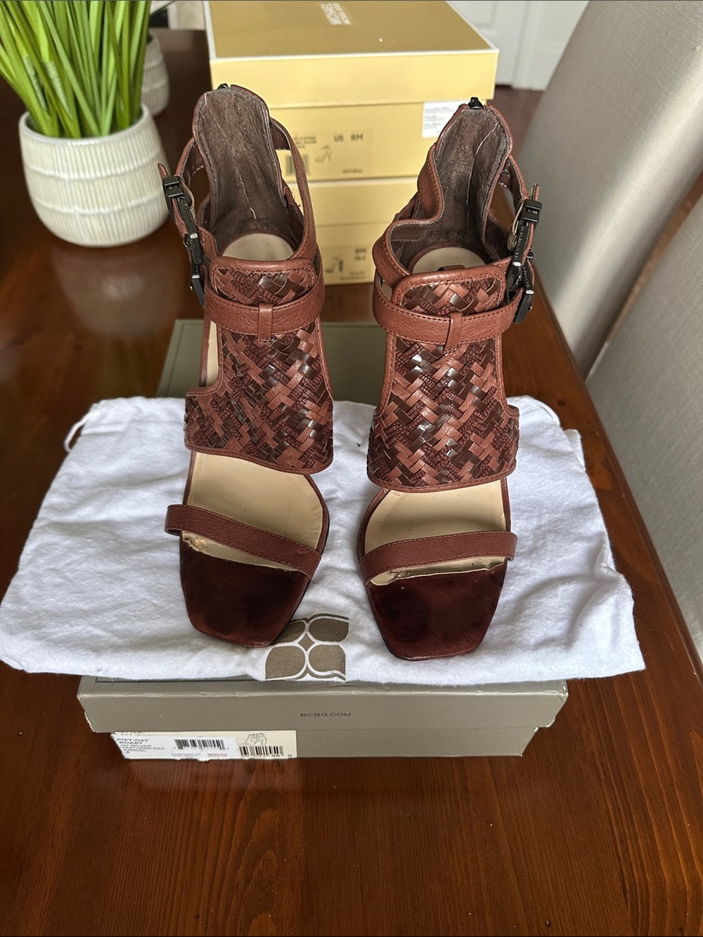 BCBGMaxAzria Roast Woven Leather High Heel Sandals